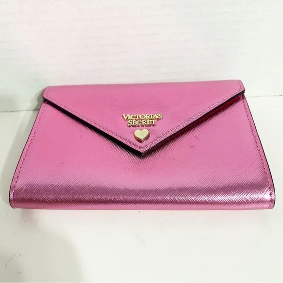 Victoria’s Secret Pink Jewel Metallic Envelope Pouch Wallet Snap Closure 🩷🖤 - Picture 8 of 14